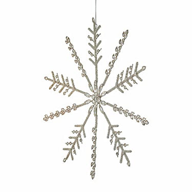 Loberon Weihnachtsschmuck Hope, Funkelnde Schneeflocke, mit Glasperlen besetzt, Festdekoration, Weihnachtsdekoration, Weihnachten, Eisen, Glas, Silber im Sale